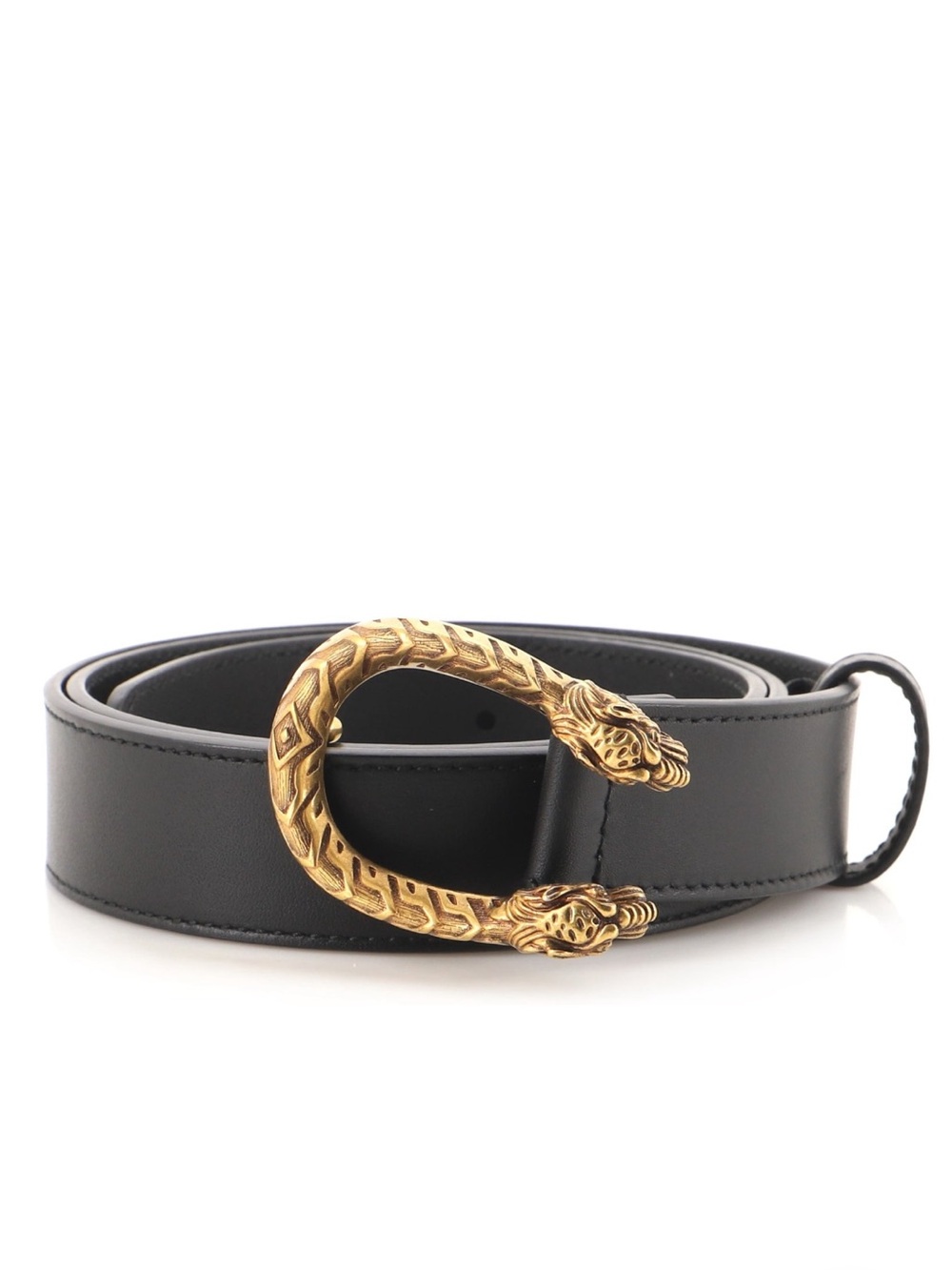 Gucci Dionysus Black Leather Belt Antique Gold Snake Buckle 476453 90/36